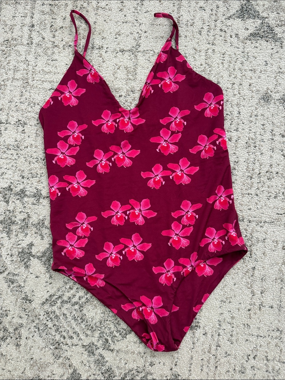Tropical Floral V-Neck One-Piece Swimsuit